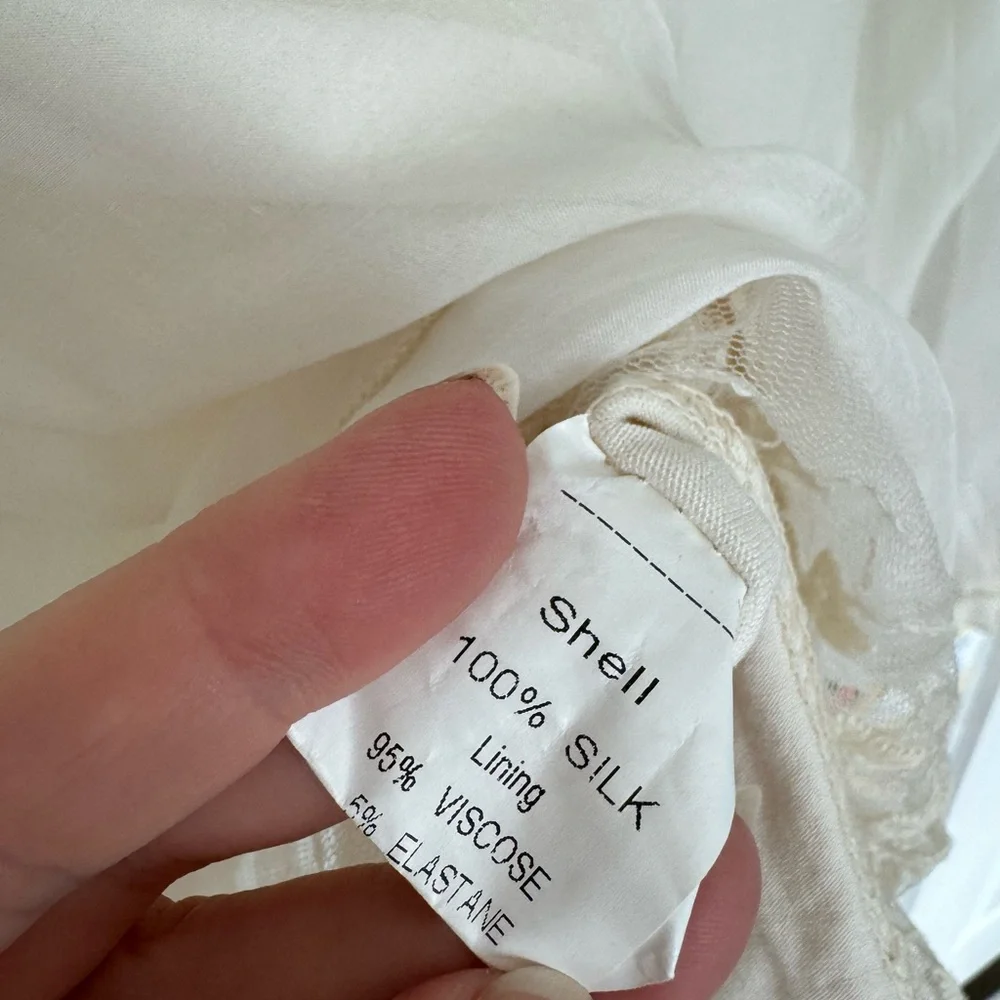 NWOT AMANTI 100% Silk Ivory white blouse large - Picture 4 of 8
